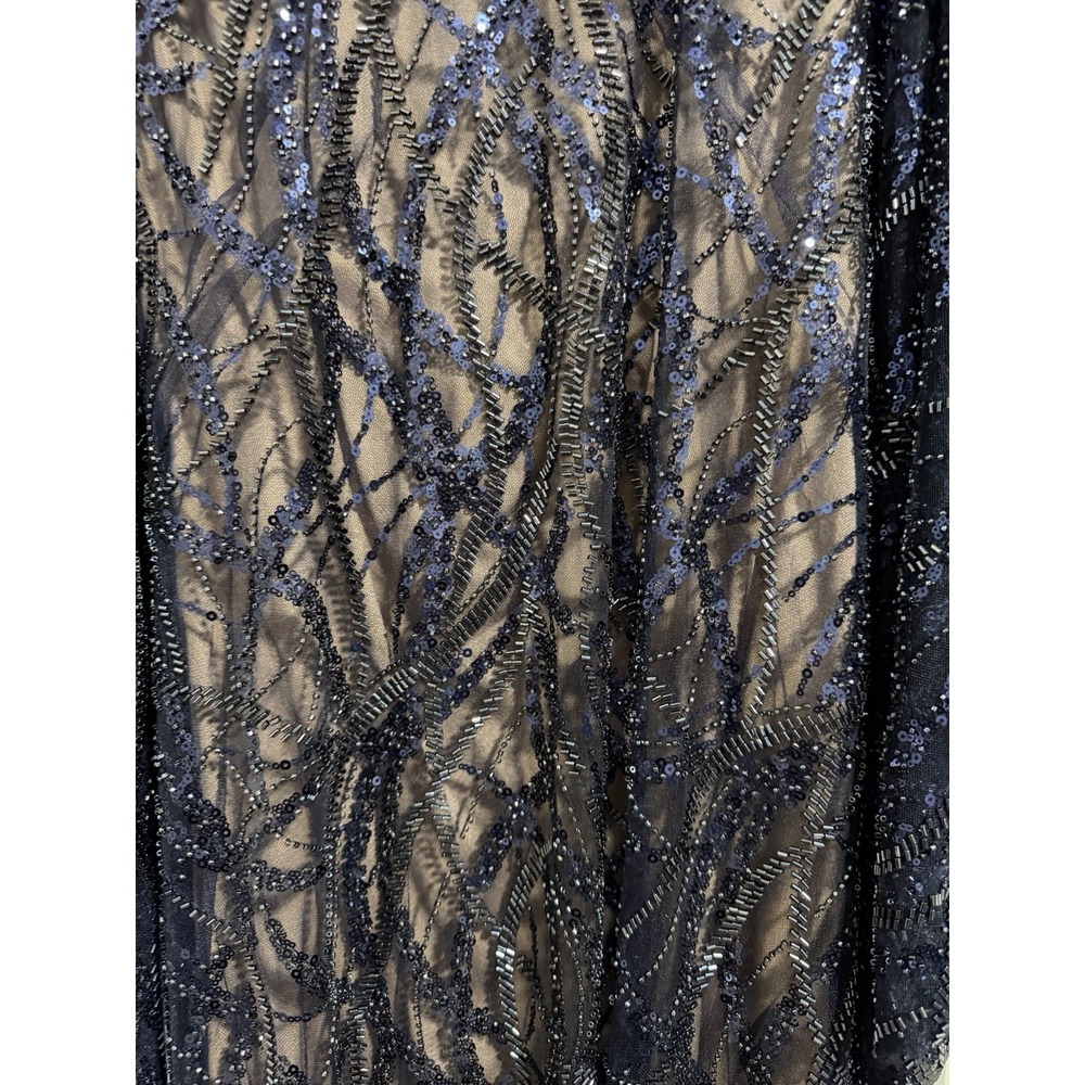 $568 Tadashi Shoji Blue Beaded Sequined Jewel Neck Sheath Dress Women's Size S - Picture 11 of 14